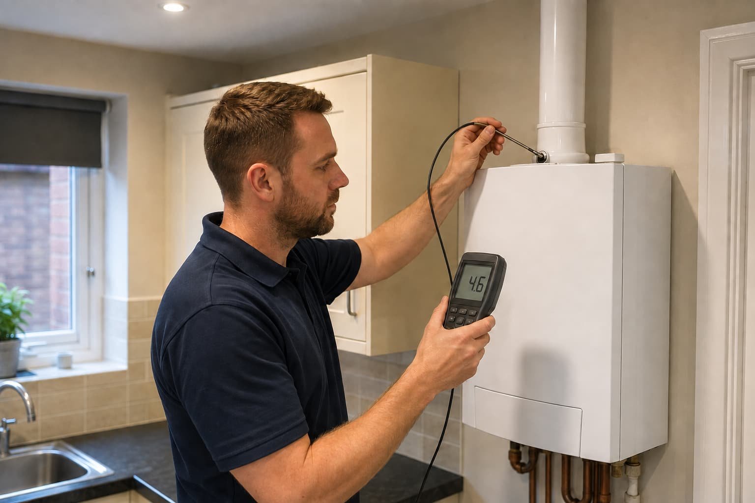 Boiler servicing using a flue gas analyser in Doncaster